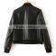 Hot selling knit collar leather jacket for women new style cheap&active pu jacket style for ladies