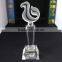 cheap sandblastaing medium size crystal trophy