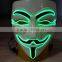 V for Vendetta el wire mask / EL wire halloween mask / EL WIRE Masquerade Face Mask