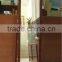 Floor Standing Wooden Furniture Chinese Mirrored Jewelry Cabinet With LED Lights Inside and Wavelike Door Top and Classic Design