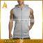 manufacturer of china 100% cotton zipper pocket sleeveless men's hoodie