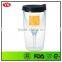 Customized 10 ounce Double layer Christmas plastic wine glass with lid
