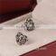Latest Model Fashion Earrings Garnet Zircon Heart Earring Silver Weave Earring