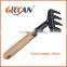 Metal meterial garden rakewith wooden handle cheap grass rake 4 teeth mini rake