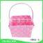 Rectangular hand woven gift basket plastic strap basket with handle