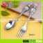 New design hot selling rabbit shape zinc material kids spoon and fork cutlery set