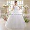 V neck cap sleeve long trail ball gown 2017 wedding dresses