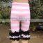 Low MOQ pink stripe ruffle shorts baby capri chinese style clothes toddler baby ruffle capri