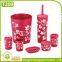 6 Pcs Plastic Flower Pattern Bathroom Set Modern