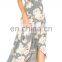 MIKA72138 2017 Summer 100% viscose Women Dress Printed Beach Dress Bow Belt High Waist V-Neck