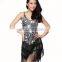 Hot sale fashion big sequins high tassel women latin dance dress L-7069#