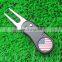 USA Flag Soft Enamel Metal Golf Ball Marker with Antique Brass Golf Divot Tool