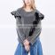 TWOTWINSTYLE Lace Up Pullover Female Ruffles Patchwork Long Sleeve Zipper Hoody For Women Shirt
