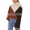 AMAZON Hot selling women Long sleeve panels color turtleneck knitted pullover sweater