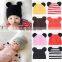 Baby Caps Toddler Newborn Girl Boy Cotton BEANIES with ears Solid Striped Caps Spring Autumn 24Colors for 0-2T