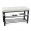 Customized Modern and Practical Metal Fabric Shoe Stool Shelves Storage Bench With Buttons for Living Room