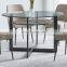Cheap classic modern minimalist creative tempered glass top dining table, top china furniture glass dining table