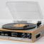 Belt-drive turntable player, classic phonograph, record player with cassette