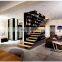 Wood Straight Staircase For Tempered Glass Railing