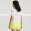 Side Spilt Sports Mesh Short Sleeve Tshirts Womens Custom Polyester Backwards Yoga Tops