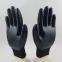 black polyester knitted black nitrile palm coated safety work gloves for construction workplace workshop plant workers wearing