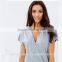 Women t shirt design top quality V-neck t shirt cotton short sleeve for ladies TS033