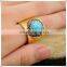 LFD-001R ~ Gold Plated Druzy Faceted Turquoise Stone Pave Rhinestone Crystal Rings For Women Jewelry Finding