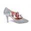 2015 Hot sell dress shoes custom made woemens wedding shoes crystal lady low heel fancy shoes