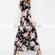 floral printed women dress long sleeves women dress OEM service