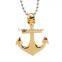 Custom never fade titanium steel golden anchor stainless steel pendant
