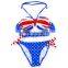 Unforgettable Patriotism - RELLECIGA Navy Blue Sports-Cheeky UK National Flag Pattern Push-Up Halter Top Bikini Set Swimwear