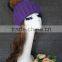 Fashion Korean Coloured Thread Knitting Raccoon Fur Pom Pom Beanie Hat