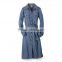 2015 Bohemian blue buttons long sleeve waistband women long dress jeans new fashion ladies dress JXQ868                        
                                                Quality Choice