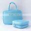 Colorful mesh and leather makeup bag two set large size toiletry bag