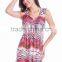 High-grade printing beach skirt 2016 high elastic breathable mesh dresses V fashion Princess Dress spot