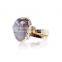 Hot sale natural gemstone agate druzy stone gold ring