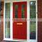 Painted Villa Single Open Red Color Solid Wooden Door With Glass Panel