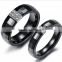 Black Ceramic Ring with CZ Stones Inlaid, Women's Ceramic Ring
