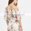 Off shoulder flower romper ladies shoulder sleeve slim sey playsuits