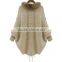 Hot sales type Woman Knit Jacket with raccoon fur collar/ lady cloak joker knitted coat with fake fur collar