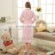 China factory 100% polyester jacquard coral fleece with satin piping ladies robe