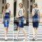 Fashion Style Blue Short Demin Dresses Manufacturer, Cheap Demin Suspender Skirt ,denim Skirt