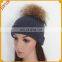 Jsfur Wholesale Knitted Hat With Detachable Top Fur Ball
