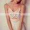 Cross Bust Chiffon Organza Lined Long Dress in Floor Pattern White Sexy Lace Gowns NT6763