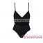Fashion Scalloped Lace Trim Black Sheer Teddy Lingerie Bra And Panty