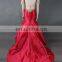 2014 latest with long train red long sleeve mermaid evening dress