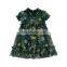 Short sleeve Chiffon Ruffle Collar Floral printing flower dress Girls  Summer Dresses