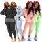 Wholesale women's 2 piece plain sport sweat pants zipper hoodies sets