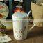 Creative animal ceramic cup Mark cup with cover with a spoon cup