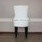 Exquisite Wood Frame White Buttoned Tufted Upholstery Dining Chair